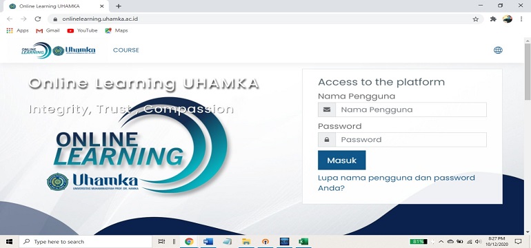 Login online learning uhamka UHAMKA